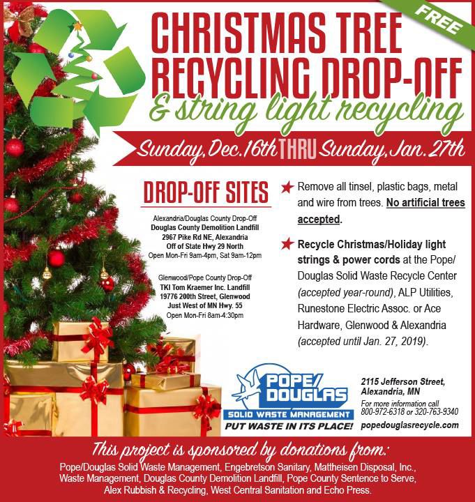 Lakes Area Landfills/Businesses Recycling Old Christmas Trees/String Lights